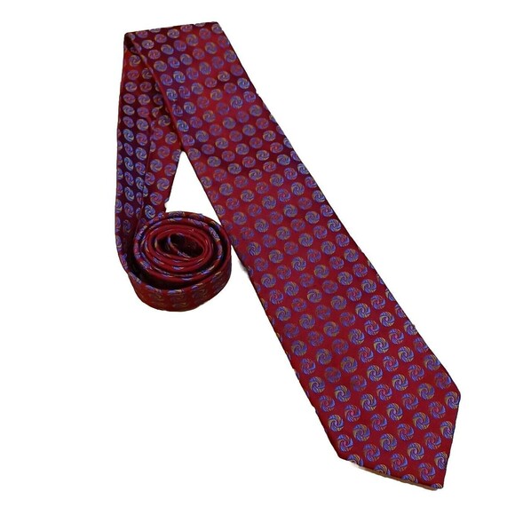 Ted Baker London Men’s Designer Neck Tie Red 100% Silk Abstract Print 60"x 4" - Picture 3 of 7